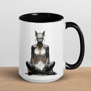 Grand mug Bastet, noir et blanc